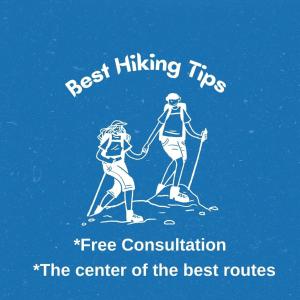a picture of two people skiing with the text best hiking tips at FERAH BUTİK OTEL in Çamlıhemşin