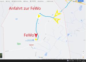 een kaart van de evacuatieroute in Fevo bij Westwind in Eggstedt