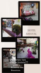 un collage de fotos de una habitación con cama en Hotel Amayal en San Cristóbal de Las Casas