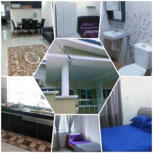 un collage de diferentes fotos de una habitación en KITAKAYA Homestay Kota Bharu - 8 Pax, en Kota Bharu