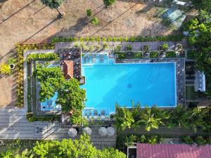 an overhead view of a swimming pool at a resort at Lucky Beach Resort in Trincomalee