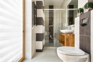 ein Bad mit einem WC und einem Waschbecken in der Unterkunft udanypobyt Apartamenty Smrekowa in Zakopane