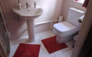 a bathroom with a white toilet and a sink at Self-catering guest annex in Norwich