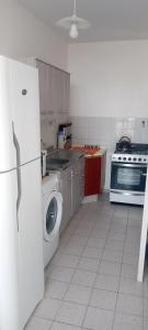 布宜諾斯艾利斯的住宿－La Recova de La Boca，厨房配有洗衣机和微波炉。