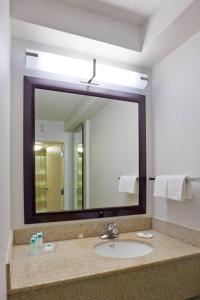 baño con lavabo y espejo grande en SpringHill Suites Denver North / Westminster, en Westminster