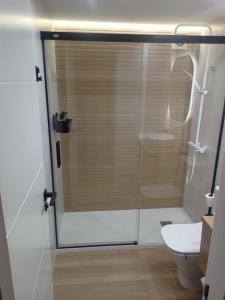 W łazience znajduje się przeszklony prysznic i toaleta. w obiekcie Apartamento Granada-Ronda w Grenadzie