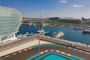 a view of a marina with boats in the water at W Abu Dhabi - Yas Island in Abu Dhabi