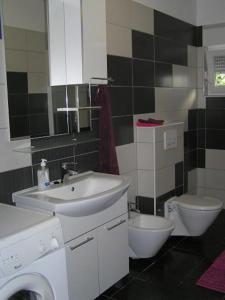 ein Bad mit einem Waschbecken und einem WC in der Unterkunft LUCIJA - KUĆA ZA ODMOR in Ražanac