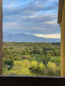 - une vue depuis la fenêtre d'un champ avec des montagnes dans l'établissement CB Apto cómodo e impecable con Aire Acondicionado, à Neiva