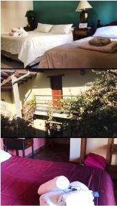 two pictures of a bedroom with a bed and a room with a bed at Kallpa in Cafayate