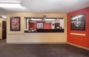 a lobby of a hospital with a large mirror at Extended Stay America Suites - Oklahoma City - Airport in Oklahoma City