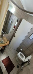 een badkamer met een toilet en een wastafel bij Oasis Lodging in Buenos Aires