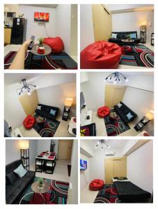a group of four pictures of a room at CASA UNO By Mojo's Staycation in Manila
