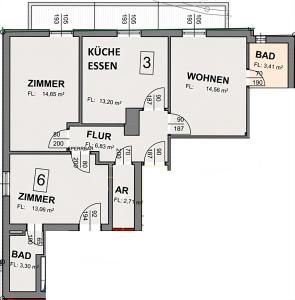 a floor plan of a house at Hotel-Pension Falkensteiner in Sankt Gilgen