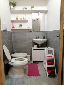 a bathroom with a toilet and a sink at Lughera b&b in Tula