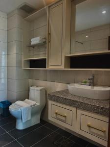 珍南海灘的住宿－Malibest Premier，一间带卫生间和水槽的浴室