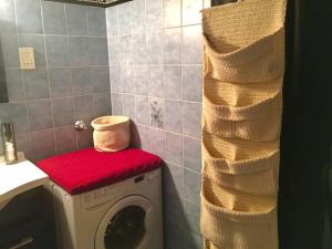 un baño con lavadora junto a un lavabo en Ruhige Wohnung Nähe Wörthersee, en Klagenfurt