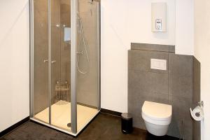 a bathroom with a shower and a toilet at Görg Ferienwohnungen in Kröv