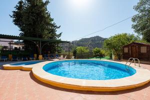 ein großer Swimmingpool in einem gemauerten Innenhof mit in der Unterkunft The Gardener Cottage in Málaga