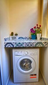 una lavadora con flores encima en Perseas House, en Argos