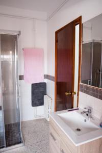 y baño con lavabo y ducha. en Ca l'Armengol, en Balaguer
