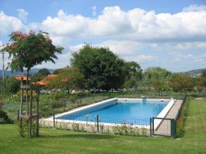 a large swimming pool in a yard with a fence at Quinta do Pinheiral in Favões