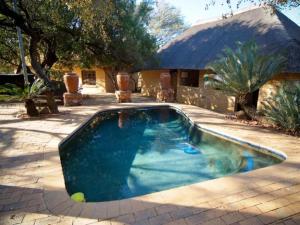 - une piscine dans une cour avec une maison dans l'établissement Mokuru Private Nature Reserve, à Brits
