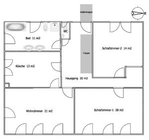 uma planta de uma casa em Ferienwohnung Dürnbach em Albstadt