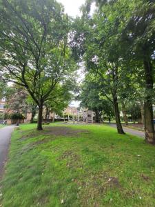 a park with trees and grass and a road at Quiet Room Near Arsenal Stadium Islington Zone 2 Cental in London