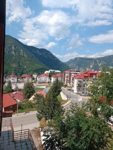 a view of a town with mountains in the background at Divine Apartment in Pluzine