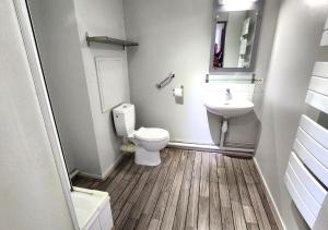a bathroom with a toilet and a sink at 'Les Tropiques' - Parking privé - Balcon - Tout confort in Joué-lès-Tours