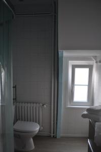 a bathroom with a toilet and a window at La Villa des Tilleuls in Cambremer
