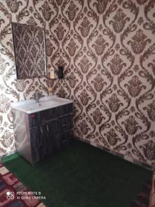 baño con lavabo y espejo en la pared en Coachman HomeStay, en Srinagar