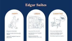 a set of editable labels for interior of the apartment with a man walking out at Edgar Suites - Meudon-la-Forêt in Meudon