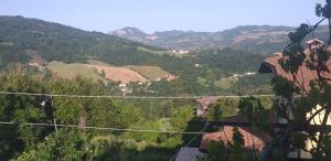 a view of a valley with hills and trees at Villa del Borgo in San Benedetto Val di Sambro