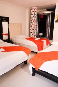 Postel nebo postele na pokoji v ubytování Hotel flamingo real T