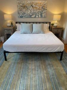 ein großes Bett in einem Schlafzimmer mit zwei Nachttischen in der Unterkunft Lovely 2bd in Mount Adams near Downtown and OTR in Cincinnati