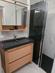 a bathroom with a sink and a shower at Appartement 2 chambres in Cavalaire-sur-Mer