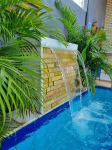 聖米格爾－杜戈斯托蘇的住宿－Recanto Celestino 3，植物游泳池中的喷泉