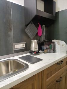 encimera de cocina con fregadero y batidora en Casa degli Scalzi 43, en Nápoles