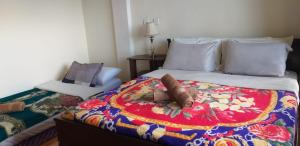 un letto con una coperta colorata sopra di Bajawa-Roo Hotel a Bajawa