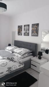 a bedroom with a bed and pictures on the wall at BELWEDER in Nysa