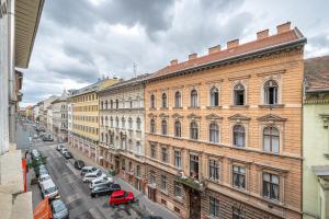 Nespecifikovaný výhled na destinaci Budapešť nebo výhled na město při pohledu z apartmánu