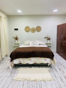 a bedroom with a bed and two mirrors on the wall at Casa botanic, zona centrica, amplio y funcional in Santiago del Estero