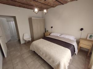 a bedroom with a bed and a table and a chair at Los Deptos de Alvear in Santa Rosa