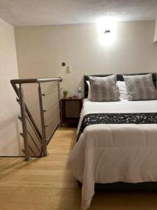 - une chambre avec un grand lit dans l'établissement Hotel Del Valle, à Tecozautla