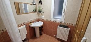 a bathroom with a sink and a mirror at Junto a la Catedral in Burgos +20 photos