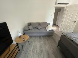 sala de estar con sofá y mesa en SWID Appartement 9, en Delitzsch