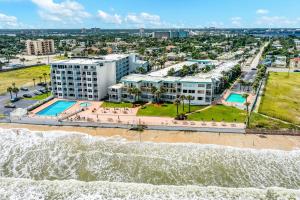 an aerial view of the beach and buildings at Ocean Jewel Condos Unit 244 in Daytona Beach