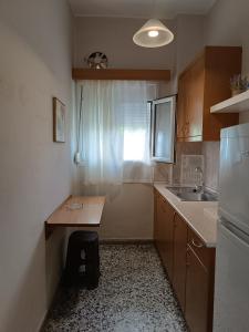 a small kitchen with a sink and a counter at Niki Seaside Apartments in Platamonas +26 photos